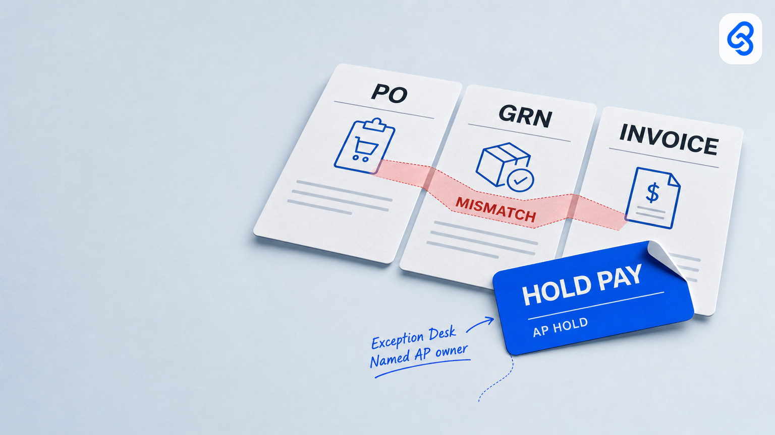 Three-way match exception desk for Singapore SMEs: named AP hold when PO, GRN, and invoice disagree